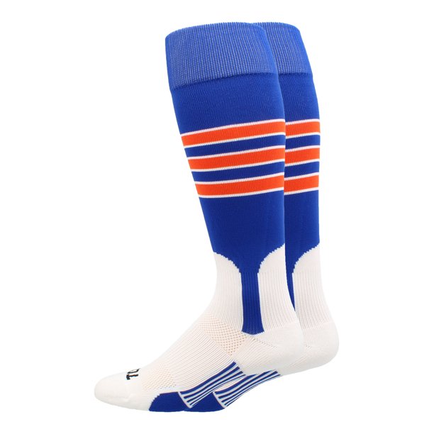 MadSportsStuff Baseball Stirrup Socks 3 Stripe (Royal/Orange/White
