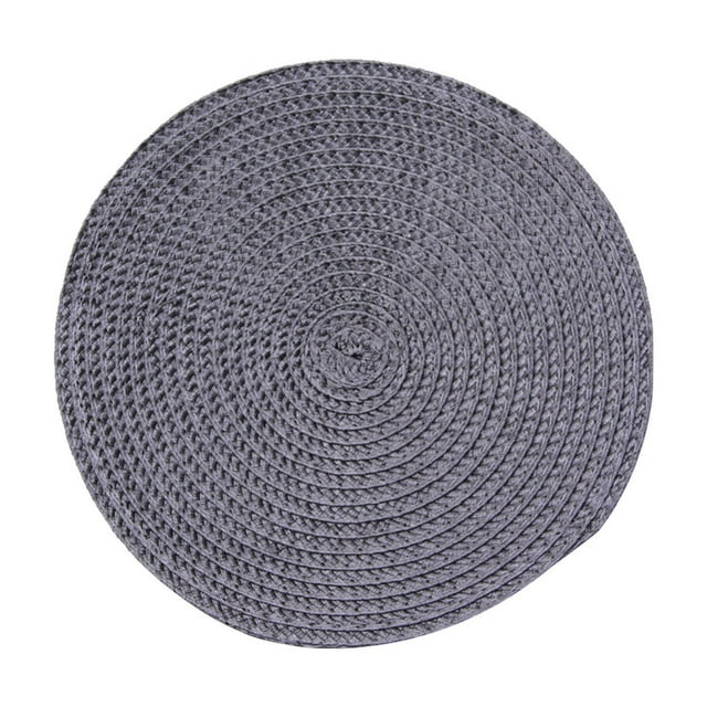 yulier 15 inch Round Woven Placemats Non Slip Heat Resistant Round Table Mats Washable Place Mats for Kitchen Dining Table Party Decoration, Dark Grey