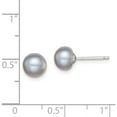 thumbnail image 4 of Sterling Silver Rh-Plated 7-8mm Grey Fw Cultured Button Pearl Stud Earrings Made In Canada qe12678, 4 of 5