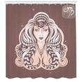 thumbnail image 3 of Zodiac Virgo Shower Curtain, Mythological Woman Portrait with Tribal Hairstyle Female Virgo, Fabric Bathroom Set with Hooks, 69W X 84L Inches Extra Long, Warm Taupe Peach and White, by Ambesonne, 3 of 3
