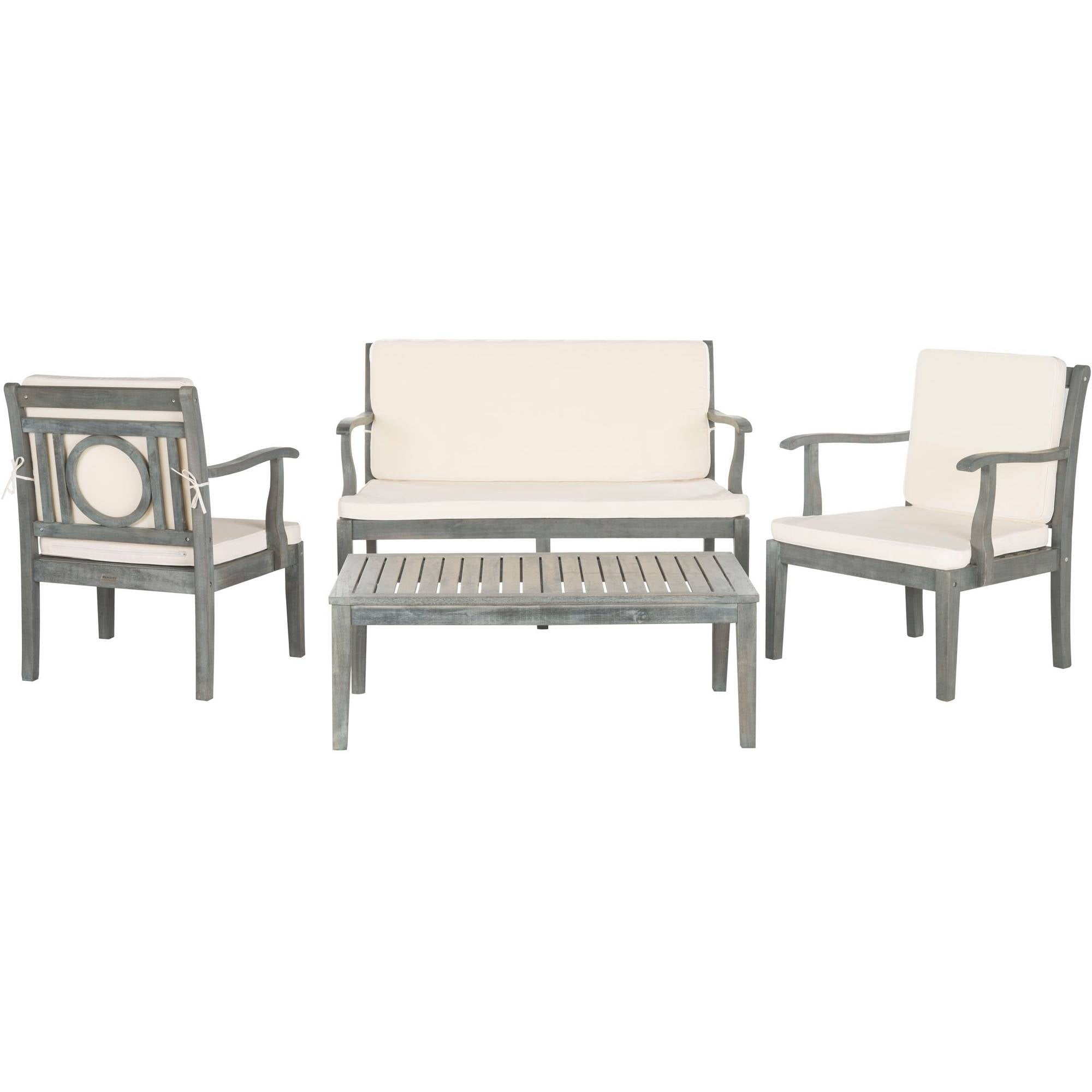 Safavieh Monclair 4-Piece Outdoor Living Set, Ash Grey