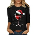 thumbnail image 2 of ZRGHAOYLQ Women's Christmas 3/4 Sleeve Shirts 2025 Merry Christmas Wine Glasses Graphic T Shirts Lightweight Casual Crewneck Christmas Pullover Tops, 2 of 4
