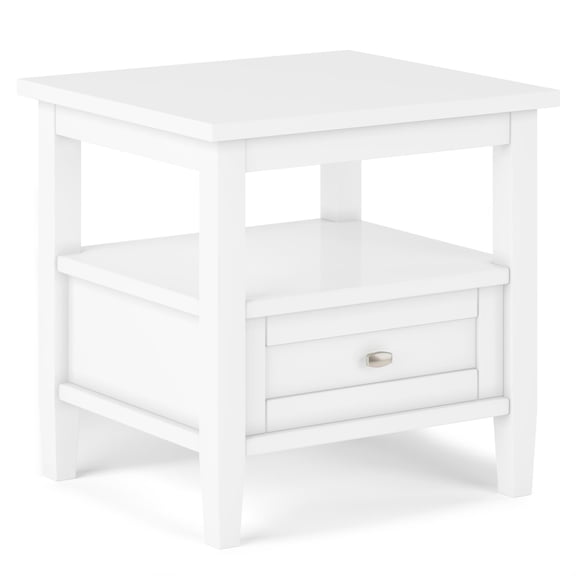 Trent Home Wood 20" Rectangle Transitional End Table in White