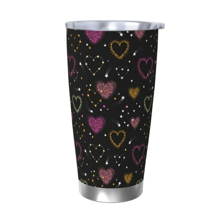 

Susaid Heart and Stars Print 20oz Car Cup Insulated Coffee Cup Fully Spill Proof Travel Coffee Mug Stainless Steel Tumbler for Work Home Outdoor Car-Without Straw