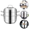 thumbnail image 1 of Minkissy 1 Set Synchronous Cooking Stainless Steel Steaming Pot for Home Supply, 1 of 8