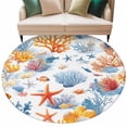 thumbnail image 2 of Round Area Rug 5ft,Ocean Starfish Blue Coral Washable Carpet Non-Slip Runner Accent Rugs Indoor Floor Mat for Bedroom Living Room Decor,Watercolor Underwater World, 2 of 9