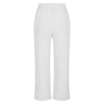 thumbnail image 7 of Miluxas Womens Tapered Pants Cotton Linen Drawstring Back Elastic Waist Pants Casual Trousers with Pockets White 10(XL), 7 of 7
