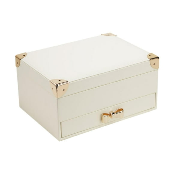 Joyero de viaje, organizador de joyas, expositor de 2 niveles, multifuncional, para regalo de viaje. Blanco
