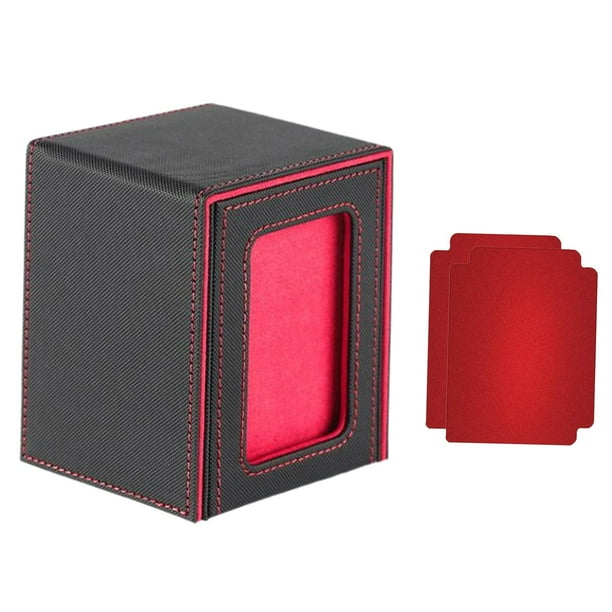 Caja para baraja de cartas coleccionables, protección para baraja de cartas con capacidad para más de 100 tarjetas con 2 divisores móviles para tarjet Rojo