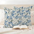 thumbnail image 3 of Vintage Blue Flower Outdoor Waterproof Pillow Covers, Farmhouse Botanical Floral Retro Decorative Square Throw Pillowcase Sofa Cushion Sham for Patio/Couch/Chair, 16"x16" 2 Pack, 3 of 8