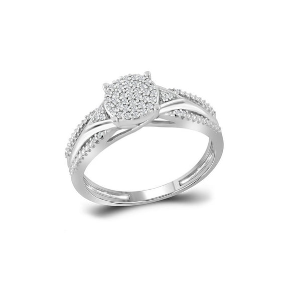 FB Jewels 10kt White Gold Womens Round Diamond Cluster Bridal Wedding Engagement Ring 1/6 Cttw