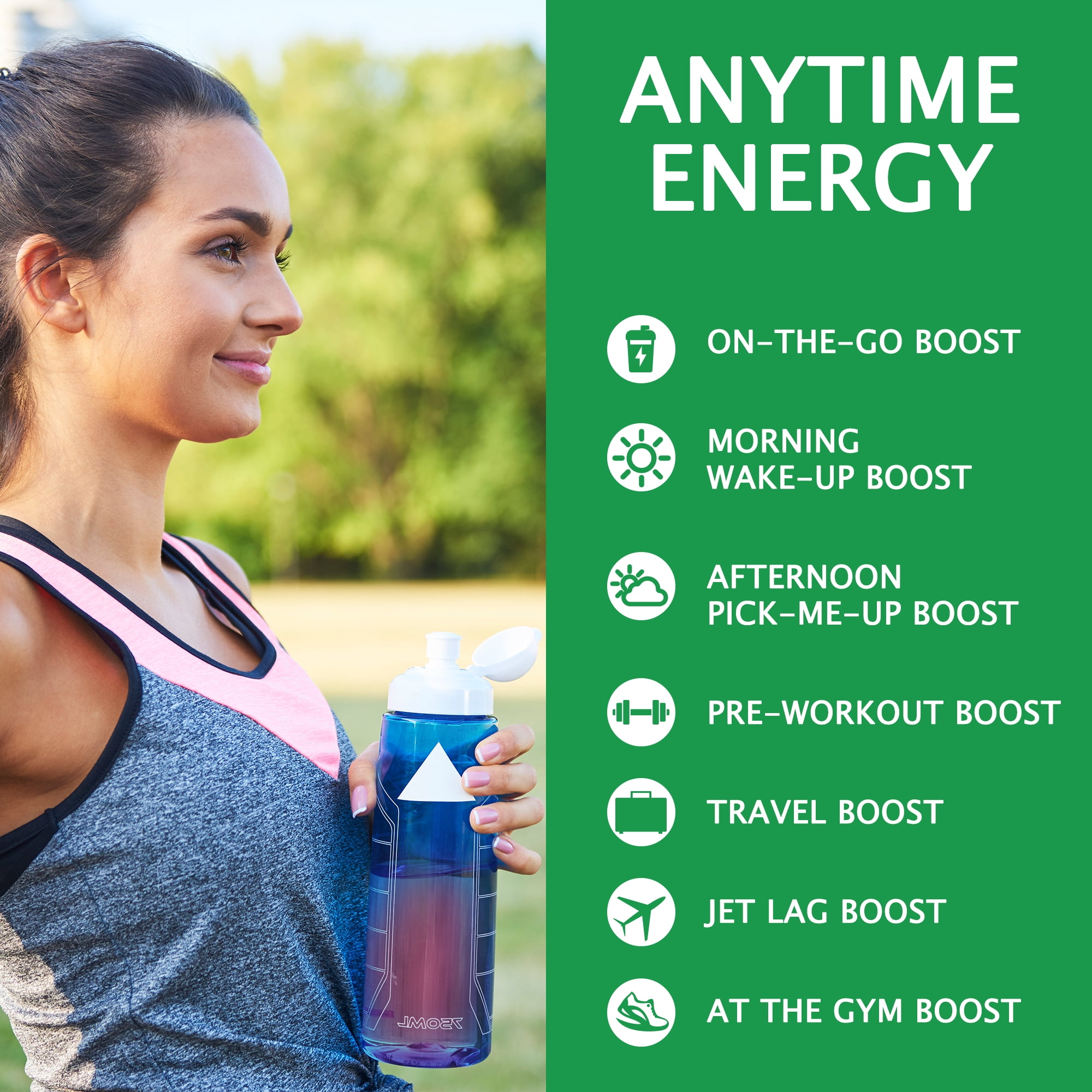 Let'z Go Boost Natural Energy + Hydration Drink Mix Powder, Watermelon, 15Ct