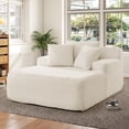 thumbnail image 2 of Muumblus Oversized Chaise Lounge Chair Indoor Furniture, No Assembly Required, Plush Corduroy Cloud Floor Sofa Bed for Living Room, Beige, 2 of 11