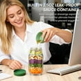 thumbnail image 3 of Salad Pod Green Glass Leakproof Dressing Compartment Vertical Layering Salad Container, 3 of 5