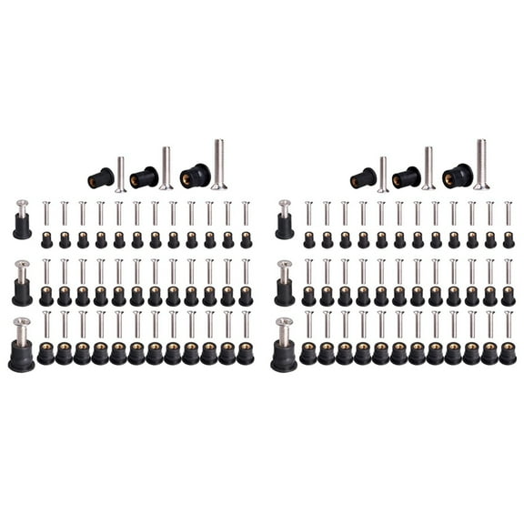 72 Pairs /M5/M6 Neoprene Well Nuts with Stainless Steel Screw Rubber Well Nuts Kayak Brass Copper Bolts Well Nut Kit