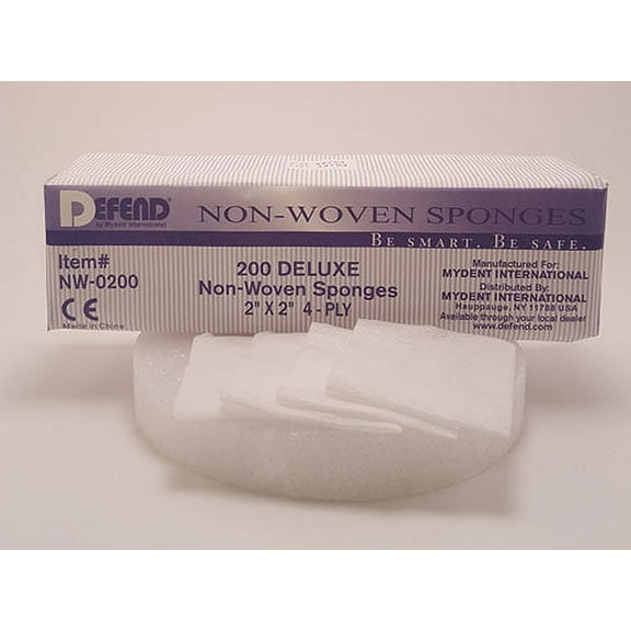 Mydent NW0200 Defend Gauze Non-Woven 2" x 2" Non-Sterile 4-Ply Rayon/Polyester 5000/Cs