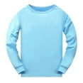 thumbnail image 4 of Toddler Boys Pajamas Sets Long Sleeve Silk Sleepwear Solid Color Tops and Pants 2 Piece Snug-Fit Loungewear Light Blue 2-3 Years, 4 of 4