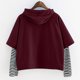 thumbnail image 3 of Mujeres Casual Loved Impreso Con Capucha Cordón Jersey Patchwork Rayas Manga Larga Tops Sudaderas Cortas Fridja fksj4567, 3 of 3