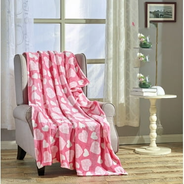 Kate Aurora Valentine's Day Pink Polka Dot Hearts Ultra Soft & Plush Accent Throw Blanket - 50 In W X 60 In. L