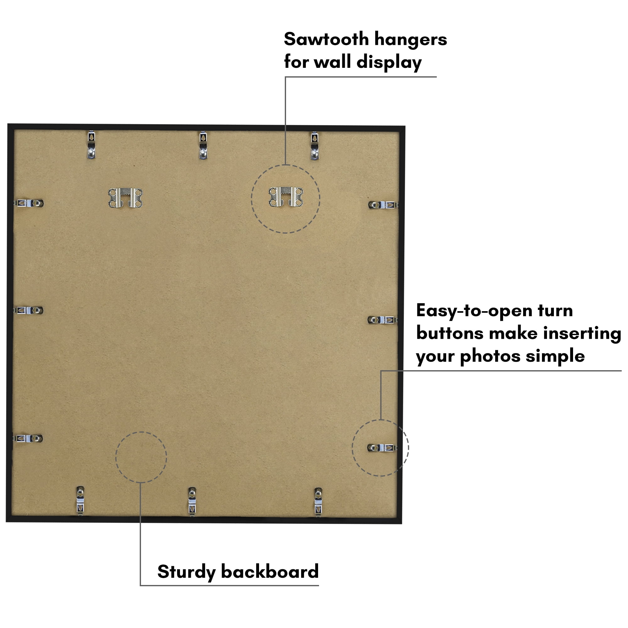 Americanflat 24x24 Picture Frame with Polished Plexiglass Streamline Collection Thin Border Square - Black