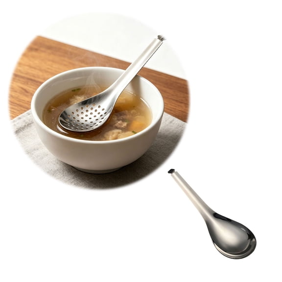 Small Slotted Spherification Spoon, Stainless Steel Strainer Colander Bar Spoon for Kitchen, 1 Piece