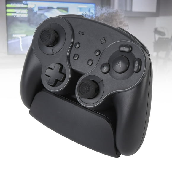 Video Game Controller, RGB Six Axis Gyro Wireless Game Controller 5 Levels Vibration for Home Black