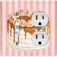 thumbnail image 1 of Metal Light Switch Plate Cover Layered Caramel Cake Striped Wallpaper Pink CAK057, 1 of 13