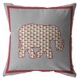 thumbnail image 1 of Éléphant Léger Coussin en Tissu d'Intérieur / Extérieur en Rouge sur 26x26 Gris, 1 of 8