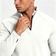 thumbnail image 4 of Men Fall Clothes,Athletic Shirts for Men Solid Color Long Sleeve 1/4 Zip Stretchy Sport T-Shirts with Thumb Hole Casual Gym Workout Top, 4 of 7