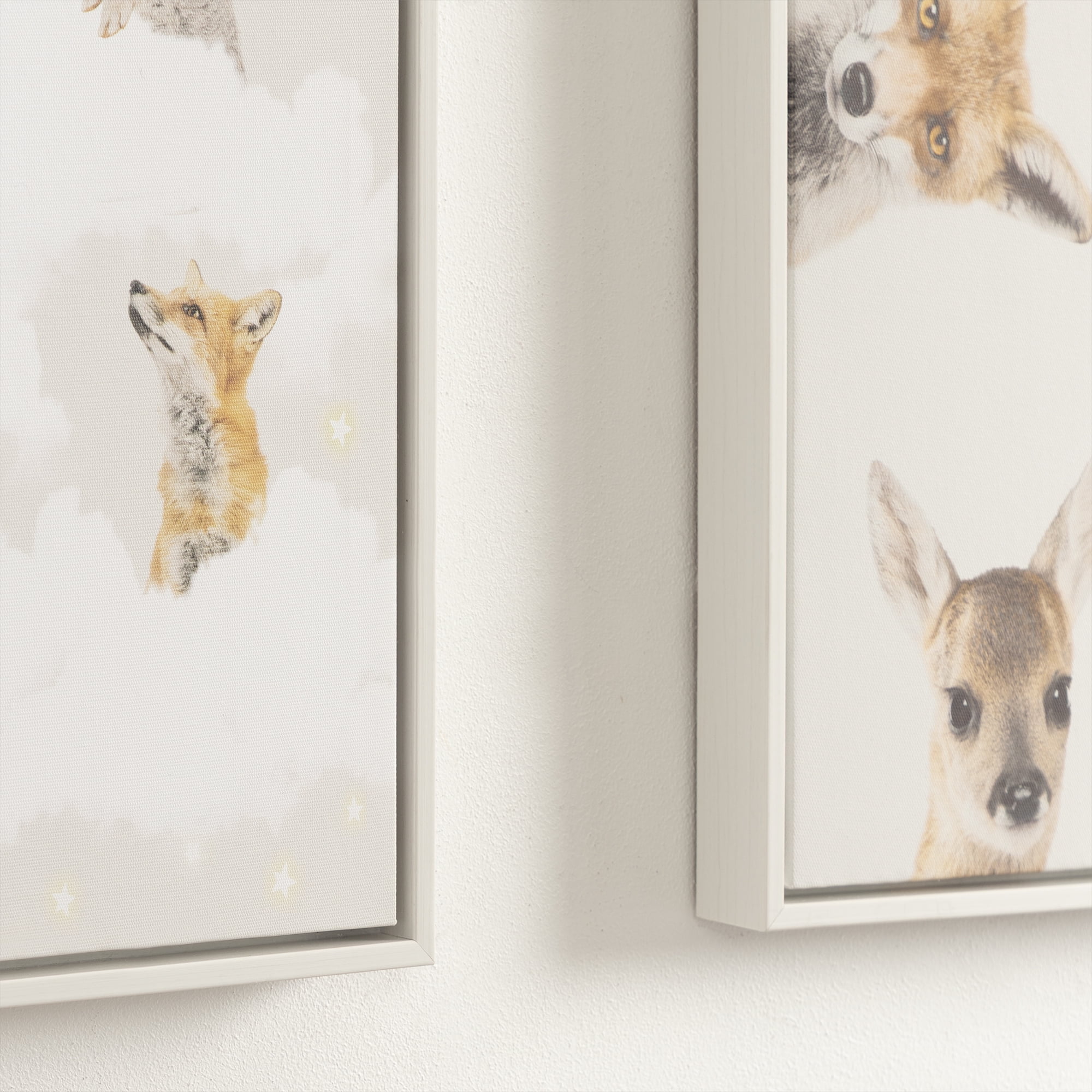 DesignOvation Peekaboo and Clouds 2 Pack 12"x16"Framed Canvas Art Print by July Art Prints, 16in H x 12in W x 1.38in D