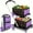 Purple, variant on 2-Tier Folding Utility Cart - Large Basket Sturdy Plastic Wheeled Trolley, Space-Saving Collapsible Grocery Cart for Grocery/Home/Office/Camping