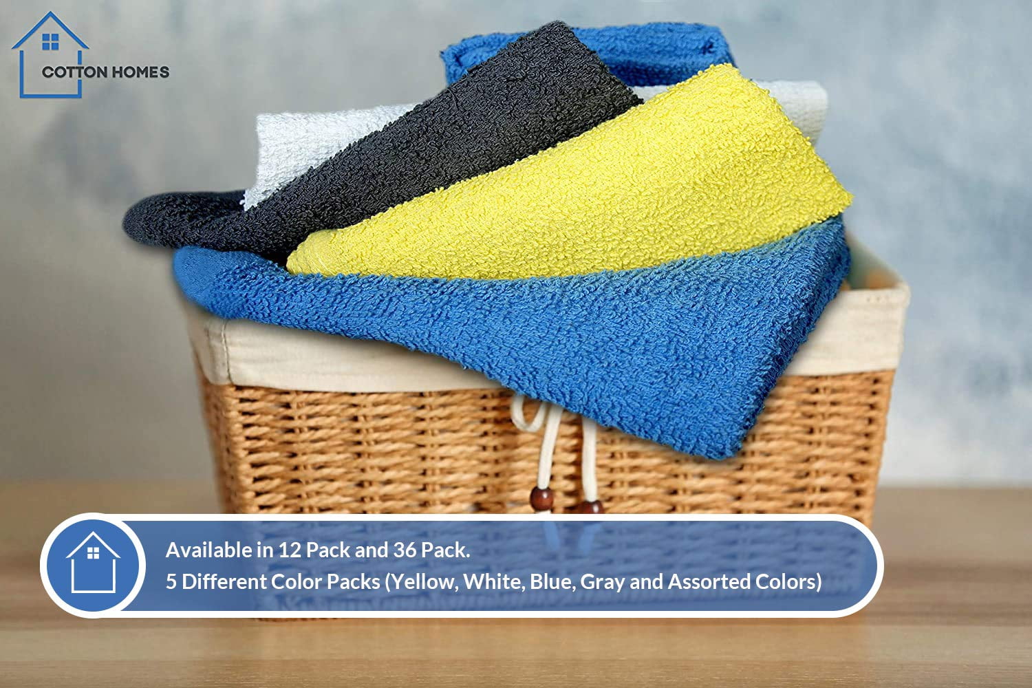 COTTON HOMES Multipurpose Kitchen Bar Mop Towels Pack- 14x17 Inch - Eco Friendly Regenerated Cotton-Commercial Grade, Multi-Purpose Cleaning Wiping Towels- 100% Cotton Absorbent Towel.