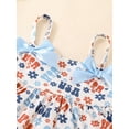 thumbnail image 6 of Aojekbee Independence Day Kids Girls Clothes Summer Stars Stripes Loose Camisole and Casual Ruffle Shorts Elastic Headband Set, 6 of 10