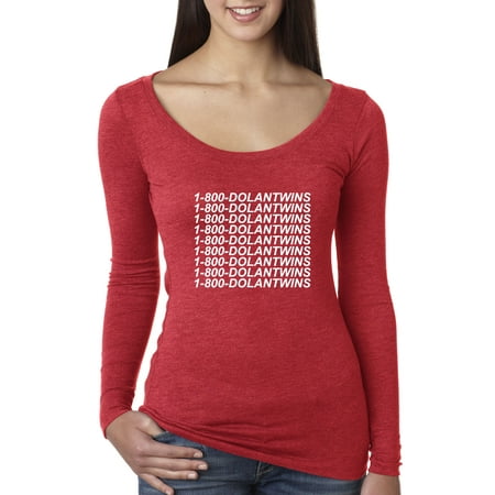 Bling Long Sleeve Tee - New Way 761 - Women's Long Sleeve T-Shirt 1-800-DOLANTWINS Dolan Twins Hotline Bling Medium Red