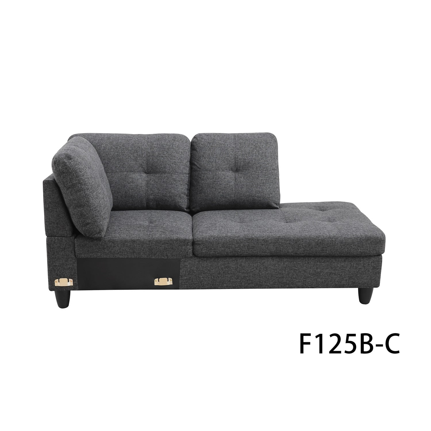 Hommoo Linen Living Room Furniture Set, Modern Couches and Sofa, Sectional Couch Sofa for Living Room, 17.5'' Back Height, Black Grey(No Ottomans)