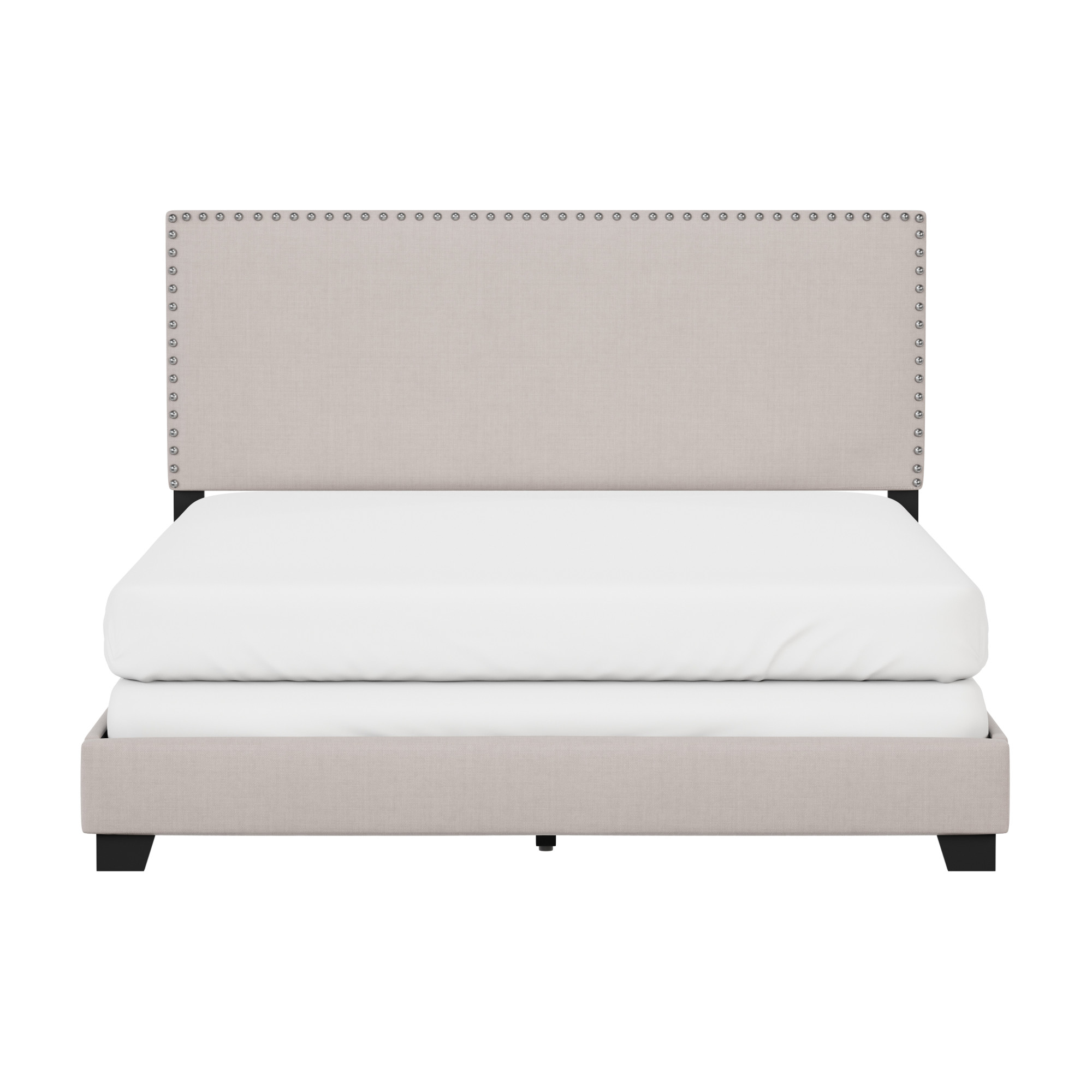 Willow Nailhead Trim Upholstered Queen Bed, Fog - image 2 of 16