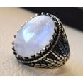 thumbnail image 3 of Rainbow Moonstone Mens Ring, Natural Blue Fire Rainbow Moonstone, Silver Jewelry, 925 Silver Ring, Birthday Gift, Heavy Mens Ring, Arabic Design, Ottoman Style Ring, Christmas, Turkey Mens Signet Ring, 3 of 6