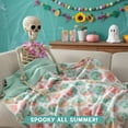 thumbnail image 3 of Boo-tique Soft Throw Blanket, Plush Cozy Blanket for Couch, Halloween Skulls, White, 50" x 72", 3 of 10