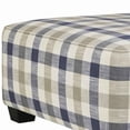 thumbnail image 3 of Benjara BM206308 Checkered Fabric Upholstered Oversized Accent Ottoman, White & Blue, 3 of 3