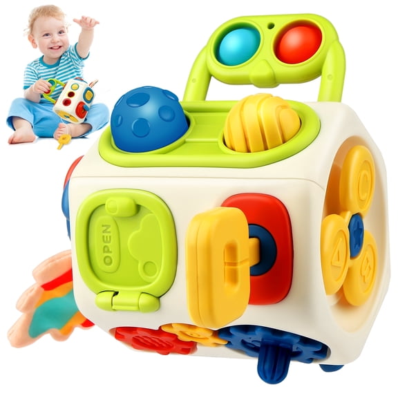 Cube Baby Toys for 18-24 Months 【Upgraded】10 in 1 Montessori Toys for Toddler Travel Sensory Toys Pop Fidget Toys Baby Toy for 1 2 3 Baby Boy Girl Birthday Gift
