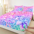 thumbnail image 3 of Manfei Vintage Purple Ribbon Full Size Sheets for Kids, Chic Cheetah Print Bed Sheets, Fashion Bowknot Rainbow Sheet Sets, Lightweight Room Decor, 4 Pieces, 3 of 7