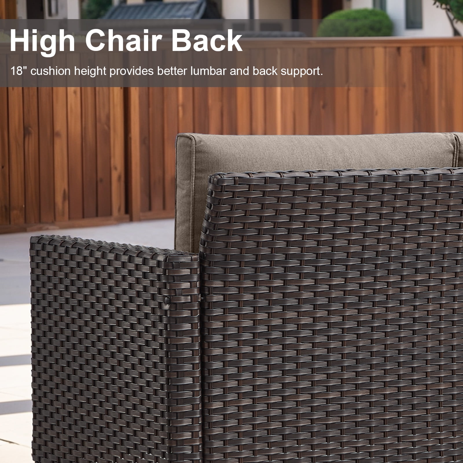 POCASSY 6PCS Outdoor Furniture Set with Fire Pit Table - All Weather Patio Conversation Set with Brown Wicker Outdoor Club Chairs and 41" Propane Firepit Table for Balcony, Porch, Garden - Brown