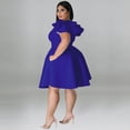 thumbnail image 3 of AURA Plus Size Ruffle Sleeve Maxi Swing Dress Solid Color Summer Casual Street Style, 3 of 5