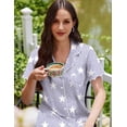thumbnail image 2 of Ekouaer Cotton Nightgowns for Women Button Down Sleep Shirts Short Sleeve Night Gown Boyfriend Sleepwear Soft Night Shirts, 2 of 6