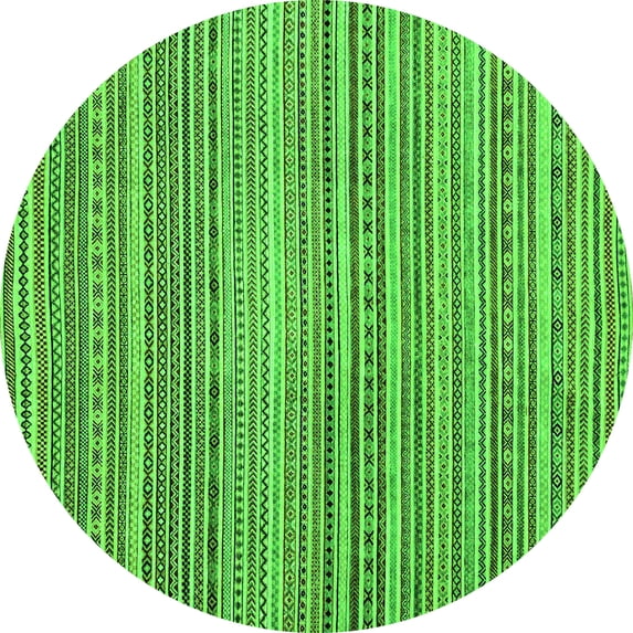 Ahgly Company Indoor Round Abstract Green Modern Area Rugs, 7' Round