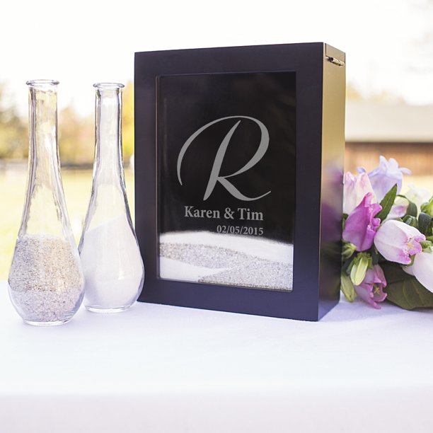 Personalized White Or Black Unity Sand Ceremony Shadow Box Set