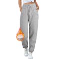 thumbnail image 2 of Work Pants Women Elastic Waist Cotton Lined Sweatpants Straight Leg Sweatpants Casual Trousers Trendy Dressy Gray XL, 2 of 4
