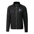 thumbnail image 2 of Men's Cutter & Buck Heather Charcoal Detroit Lions Throwback Logo Mainsail Sweater-Knit Big & Tall Full-Zip Pullover, 2 of 3