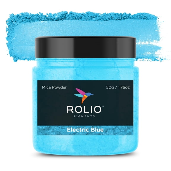 Rolio Premium Mica Powder - Electric Blue (50G / 1.76oz) - 1 Jar of Blue Pigment Powder for Epoxy Resin, Dye, Soap Making, Nail Polish, Paint, Candle Making, Bath Bombs, Slime