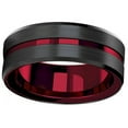thumbnail image 2 of Sinister Rocker Ring Black Red Genderless Stainless Steel Gothic Vampire Band, 2 of 5